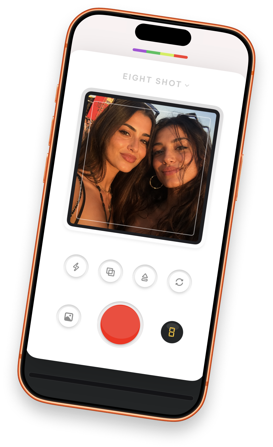 The Eight Shot camera app running on iPhone