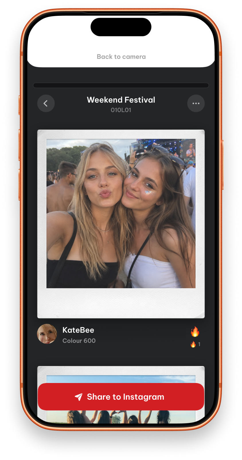 Shared album screen with photos from friends