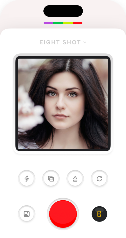 Eight Shot camera screen with the live viewfinder