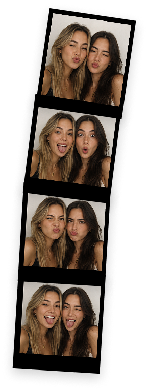 A four-frame photo booth strip